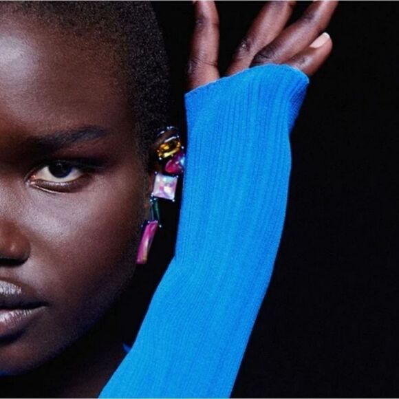 New ZARA night out irradescent ab pierced stud earrings faux cartilage clipset - Picture 6 of 10